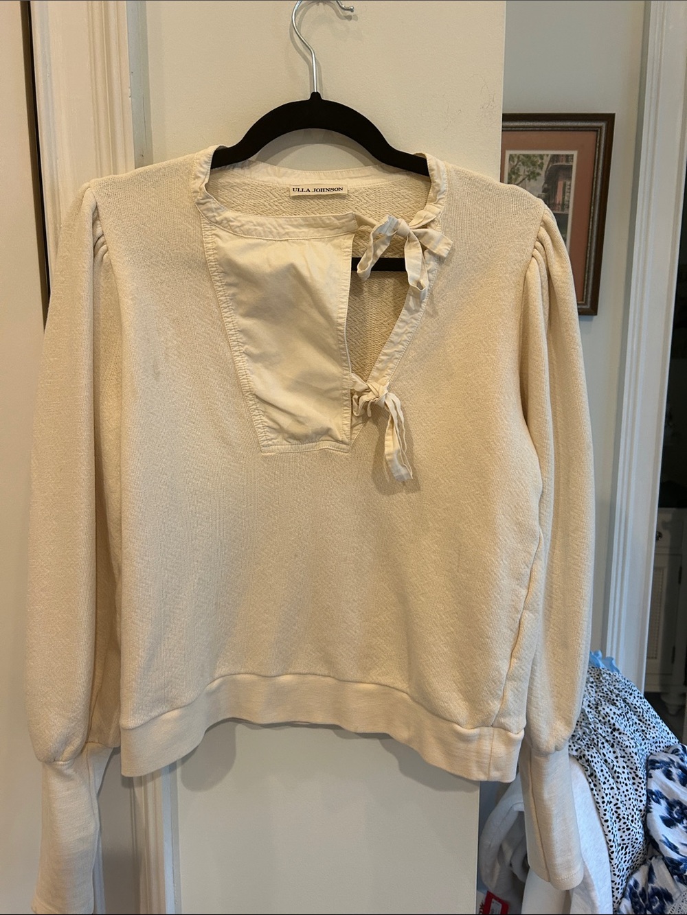 Ulla Johnson Cream Tie-Detail Pullover